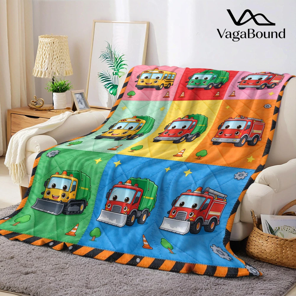 School Garbage Fire Plow Flannel Blanket Perfect for Sofa Office Bed Travel Sleep Read Relax Camping Four Season Use