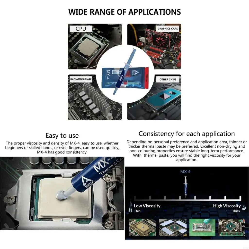 

Thermal Paste 4g MX4 Thermal Paste Processor For PC CPU GPU Printer Cooling And Heat Dissipation Applications MX-4