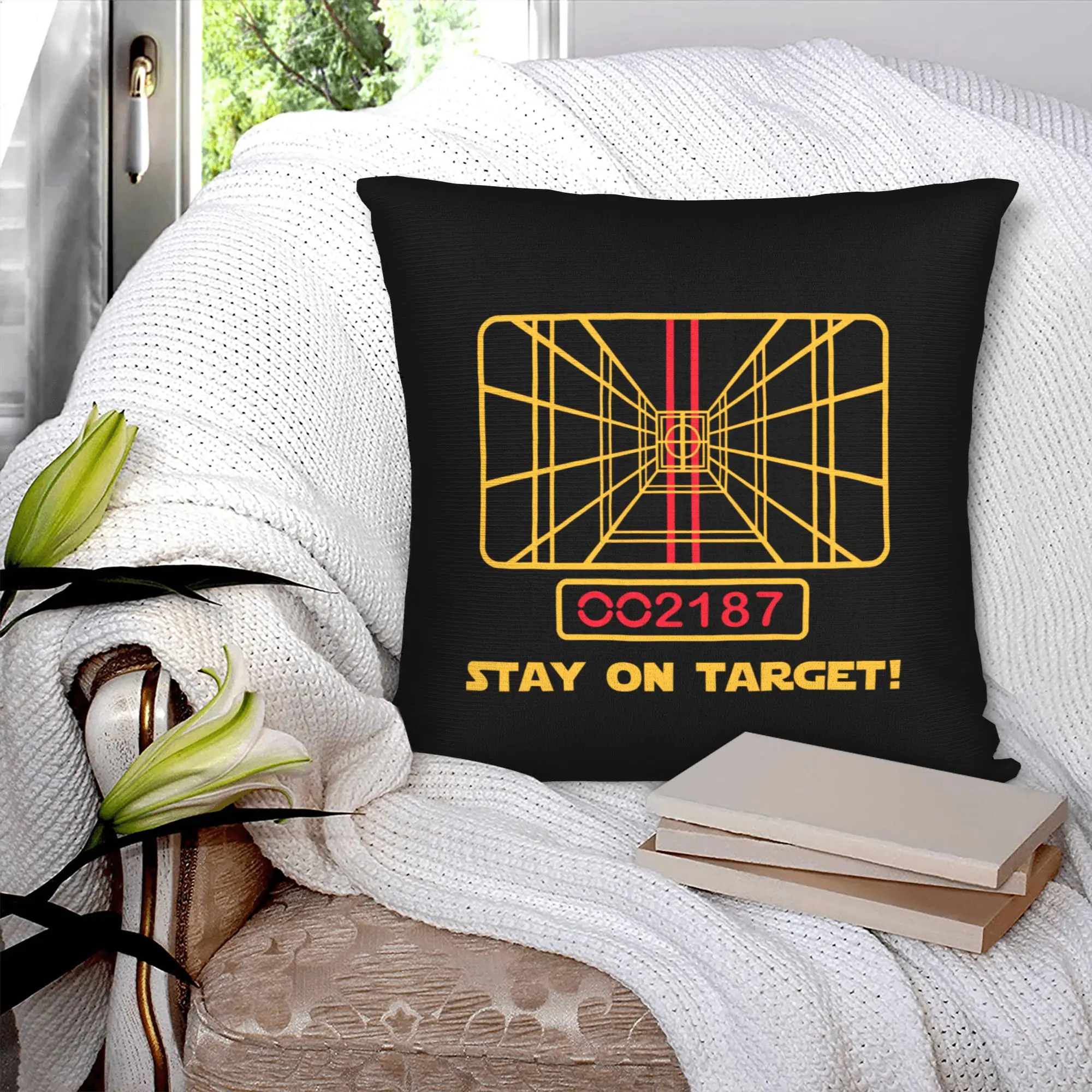 Stay On Target Pillow Case 45x45cm Decor Home Sci Fi Space Modern Cushion Cover Square Pillowcase