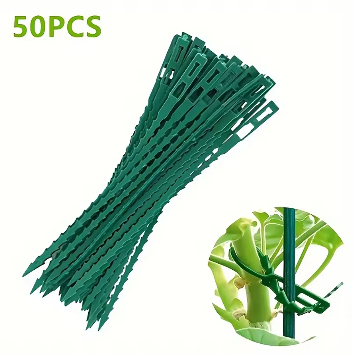 50pcs Adjustable Plastic Plant Cable Ties Reusable Cable Ties for Garden Tree Climbing Support Plant Vine Tomato Stem Clip