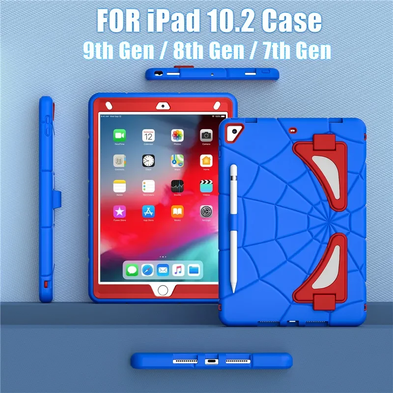 For Apple iPad 10.2 9th 8th 7th Generation 2019 2020 2021 Case Shockproof Kids Safe PC Silicon Hybrid Tablet Stand Cover Funda