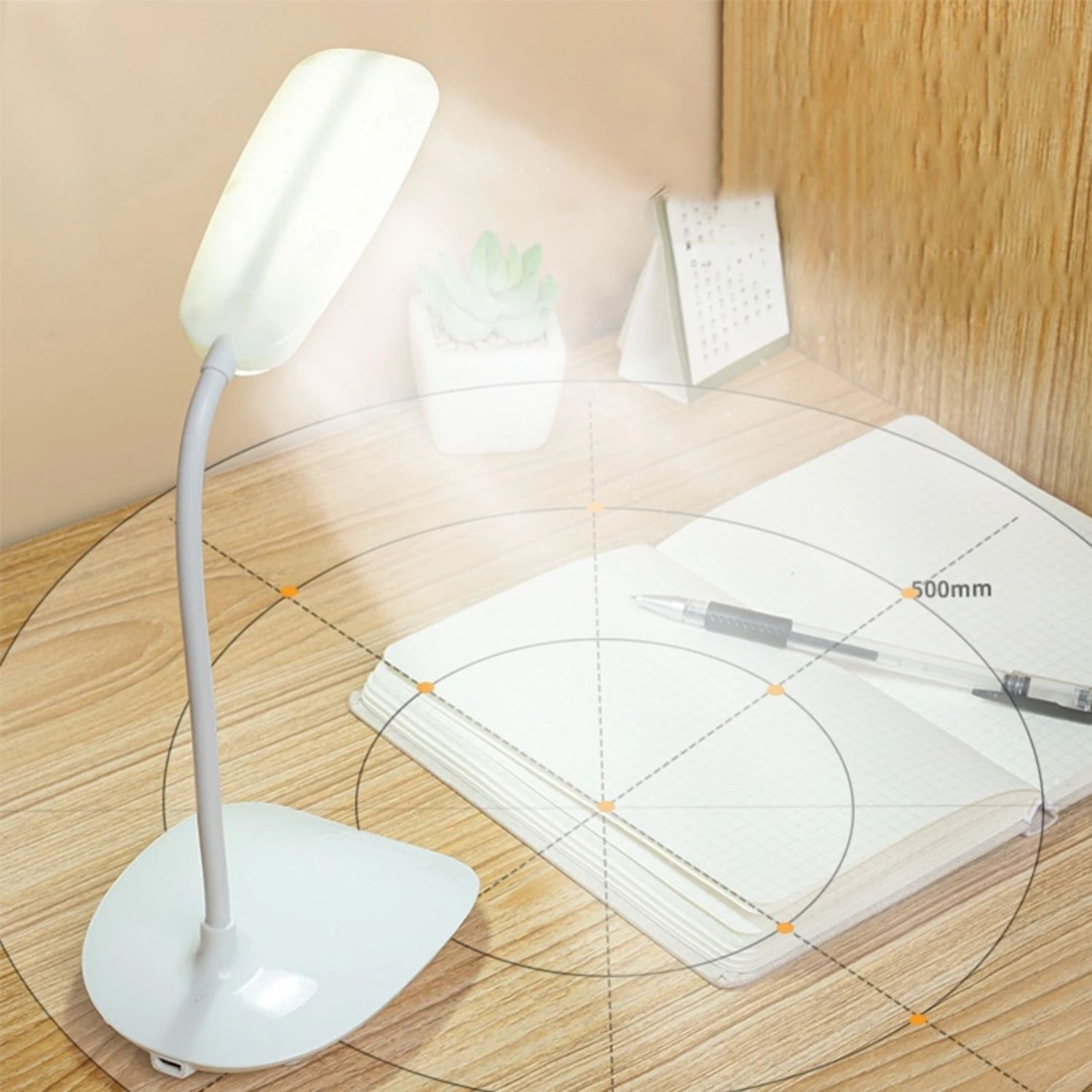 LED Rechargeable Dimmable Desk Lamp - USB Charging Reading Table Light with 3-Level Eye Protection. Ideal for Student Study and