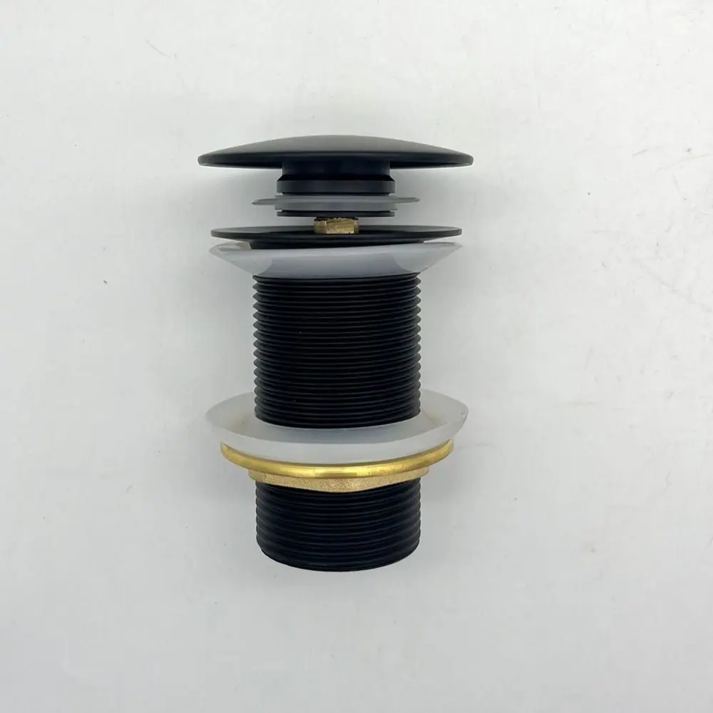 1Pcs Push Button Waste Sink Plug Black Click Clack Drain Stopper Brass 66mm Basin PopUp Cap Replacement Part for Bathroom Sink