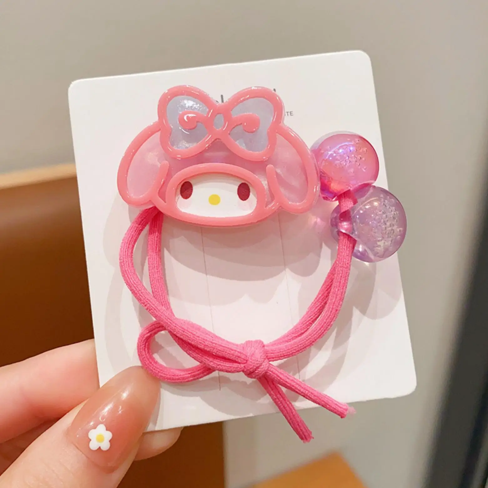 2024 New Cute Cartoon Sanrio Head Rope Hair Loop, Durable and Non damaging Hair, Children's Rubber Bands, Little Girls Tie Horse