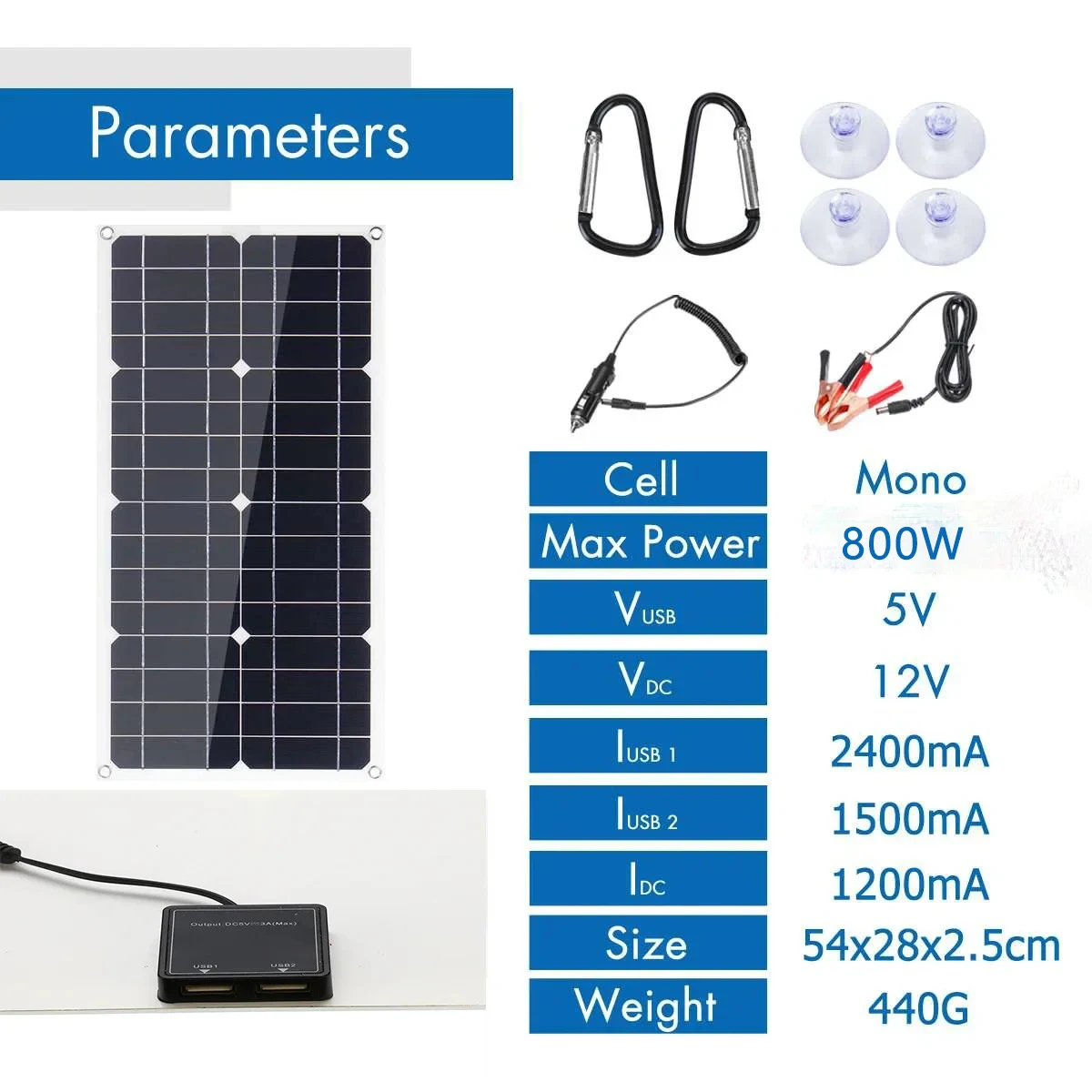 Panel de energía Solar de 800W, Kit completo de batería Solar para acampar, controlador de 12V y 18V, accesorios para Camper, carga Solar para teléfono móvil