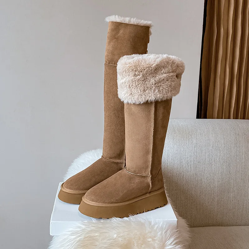 Shoes Snow Boots For Women Boots-Women Luxury Designer Round Toe Sexy Thigh High Heels High Sexy Winter Footwear Med Lolita 202