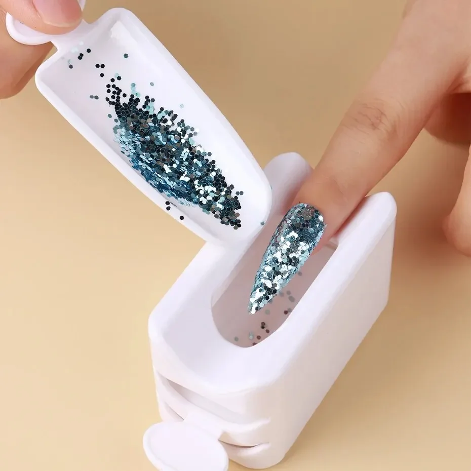 Boîte de recyclage de poudre de paillettes pour ongles, outil pour ongles,support de conteneur de strass à paillettes image 3