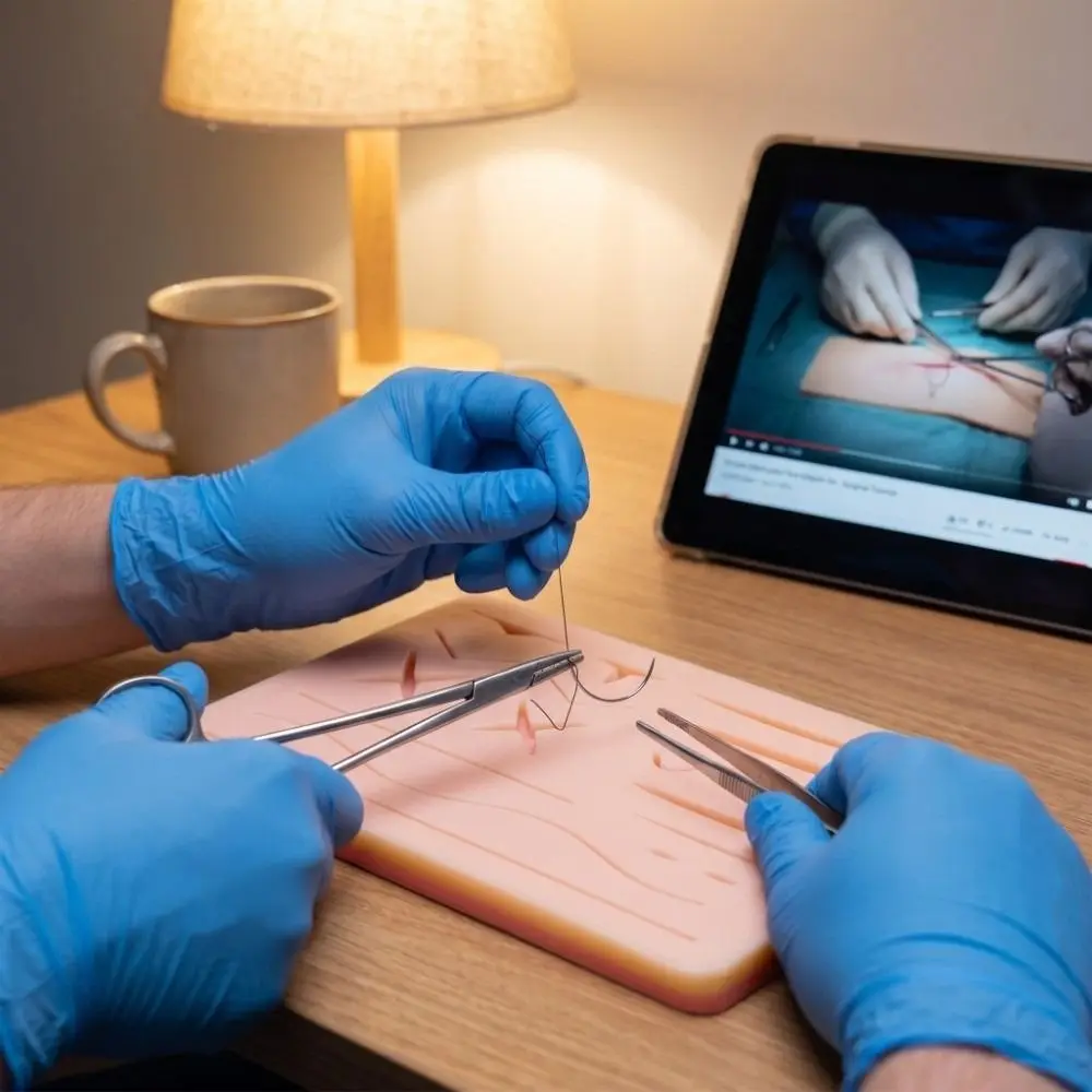 Silicone Skin Suture Kit Suturing Practice with Pre-Cut Wound Operate Suture Teaching Equipment Soft Simulation Training Model