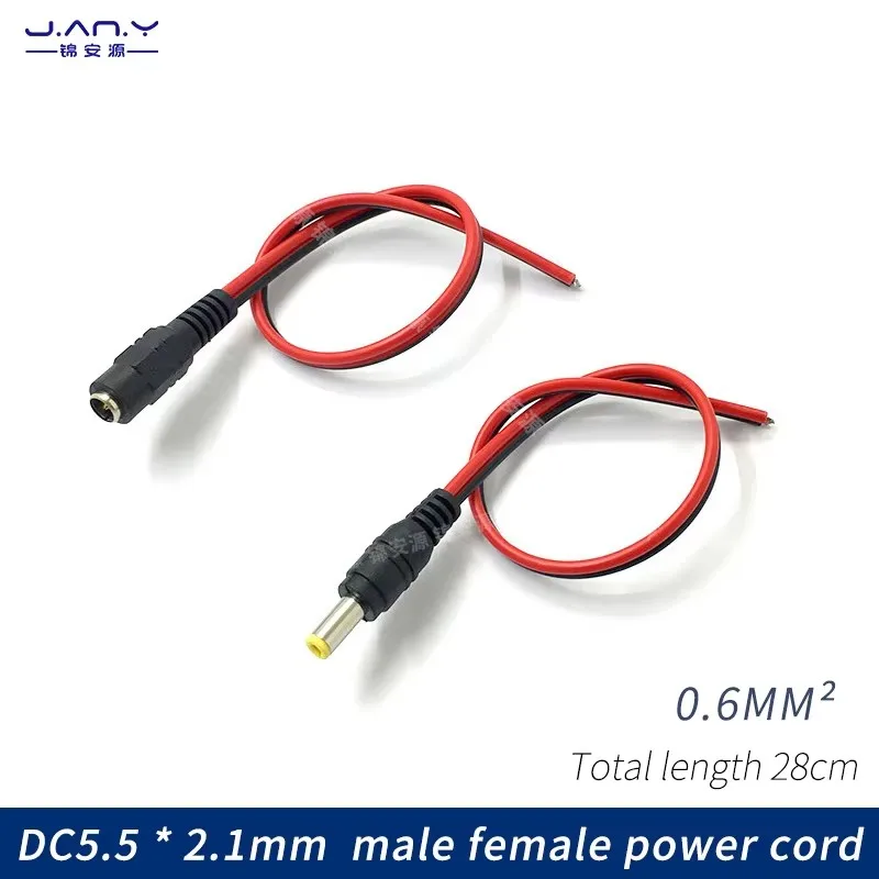 

0,6 Простая медная вилка постоянного тока Красный и черный кабель Камера мониторинга Источник питания 12 В «папа» и «мама» Кабель 5,5*2,1 мм