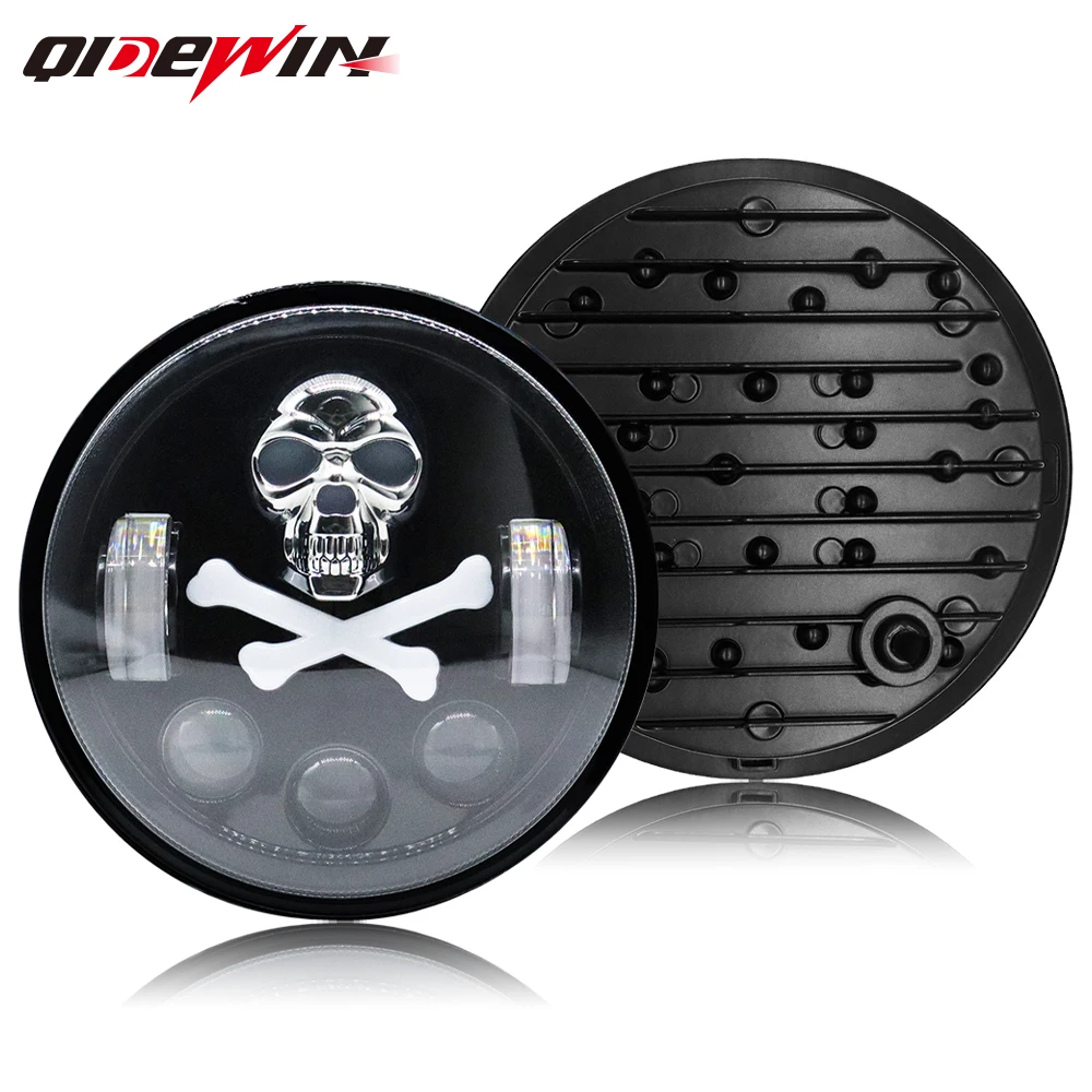 

5.75 inch Black LED Headlight Projector Halo Ring Motorcycle 5 3/4" DRL Turn Signal For Dyna Sportster Softail Street Bob.