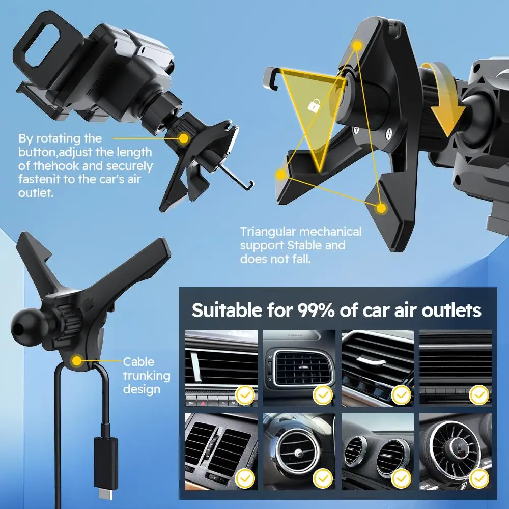 360° Rotation Automatic Rotating Horizontal Screen Bracket Wireless Charging Stand  For Samsung Mobile Phone Holder