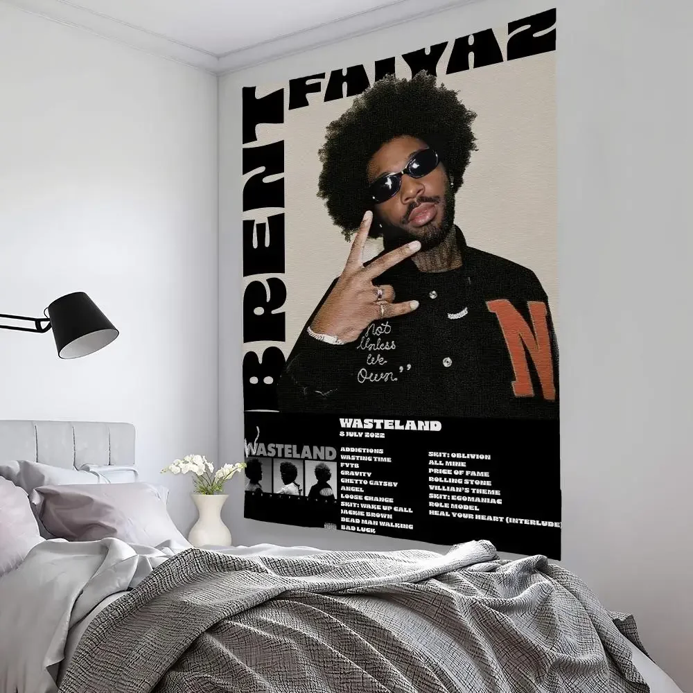 B-Brent Faiyaz Cloud Rap Tra Tapestry Microfiber Background Art Decor For Bedroom Living Room Garden Outdoor Festival Wall Deco
