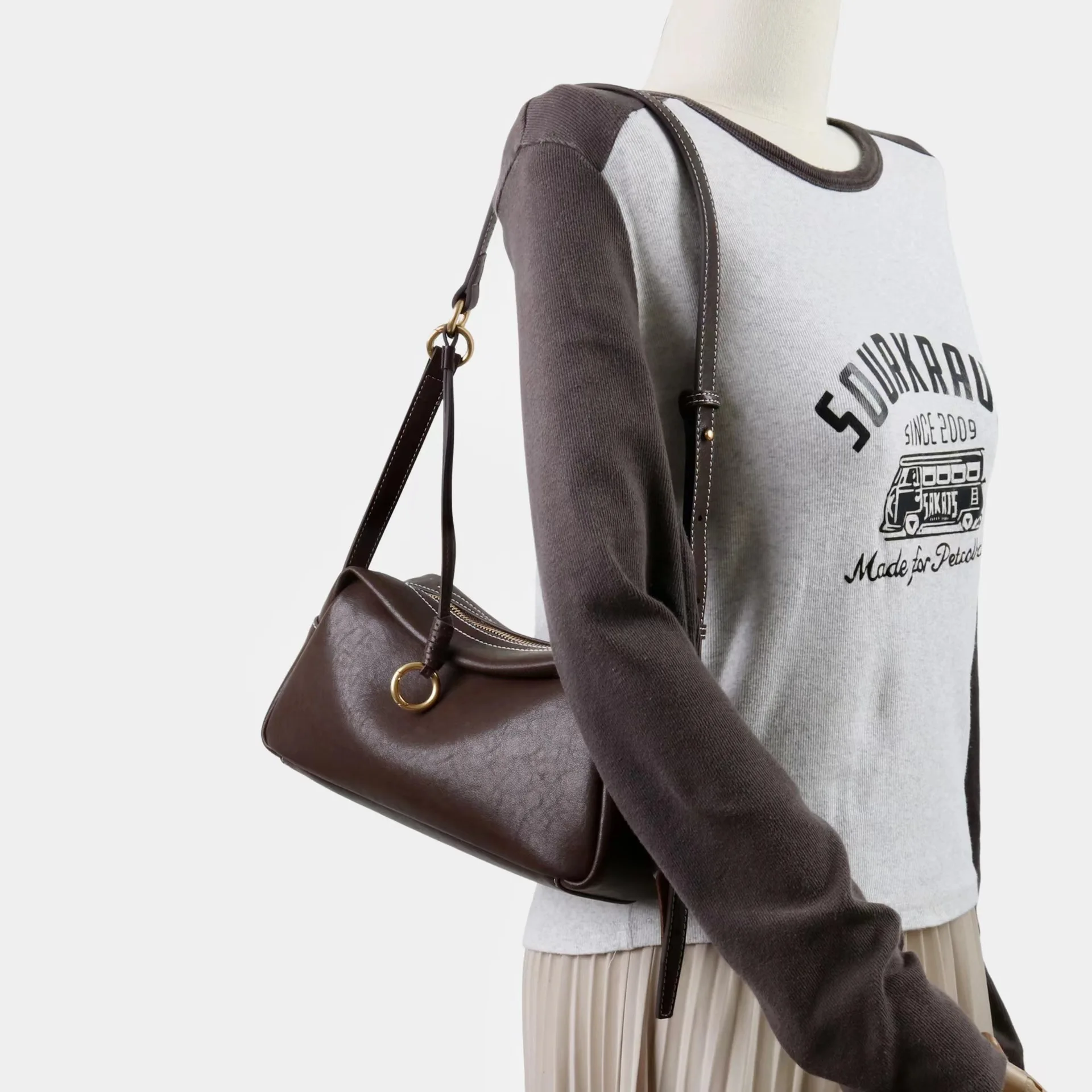 Stylish Soft Leather Pillow Bag Fashionable Versatile Shoulder Crossbody Bag Underarm Soft Large Capacity