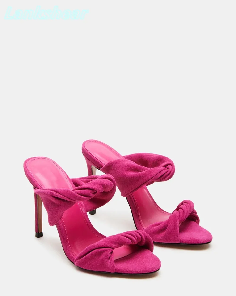 

Suede Pleated Design Strap Slippers Round Open Toe Thin HIgh Heels Pull-on Women Stilettos Solid Luxury 2025 New Arrivals Sexy