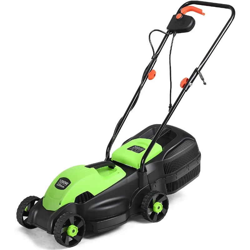

Goplus Lawn Mower, 13 Inch 2-in-1 Electric Lawn Mower with Grass Collection Bag, Folding Handle, Adjustable Cutting Height