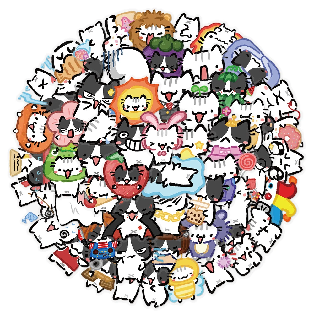 10/30/54pcs Transparent Lines Little Cat Stickers Cute Animal Decal DIY Laptop Notebook Helmet Kawaii Cartoon Waterproof Sticker