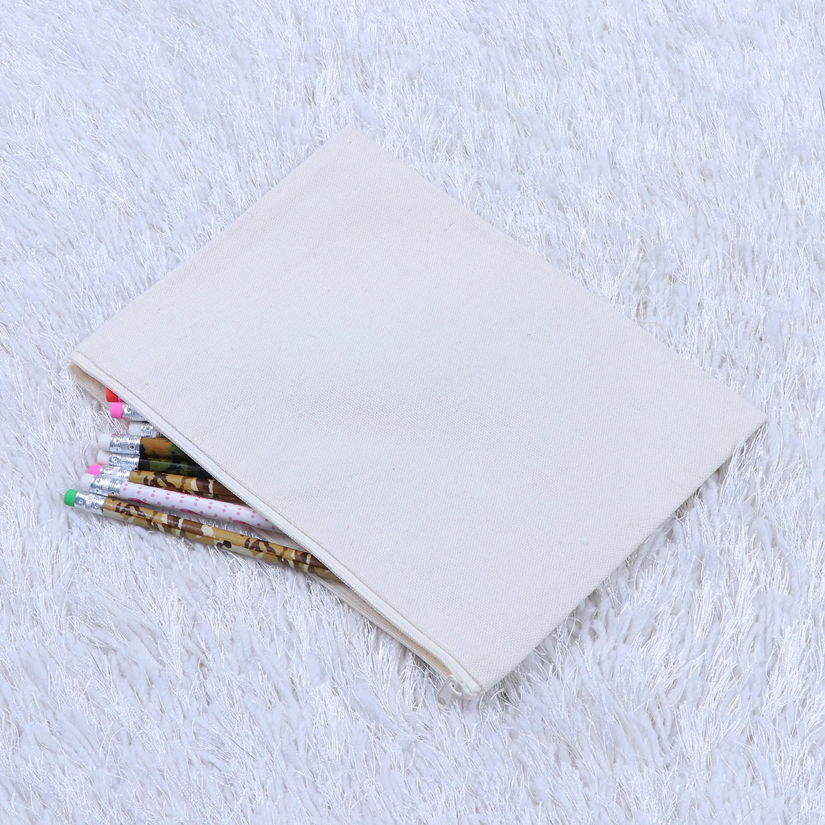 

12PCS Canvas Pencil Bag Square Solid Color Stationery Pencil Box Pen Case Pouch School Office Supplies - 23.5x17cm ( Color Zippe