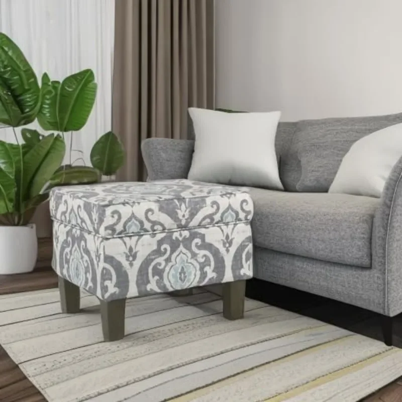 Home Decor | Upholstered Modern Rectangular Storage Ottoman | Hinged Lid Ottoman with Storage for Living Room & Bedroom