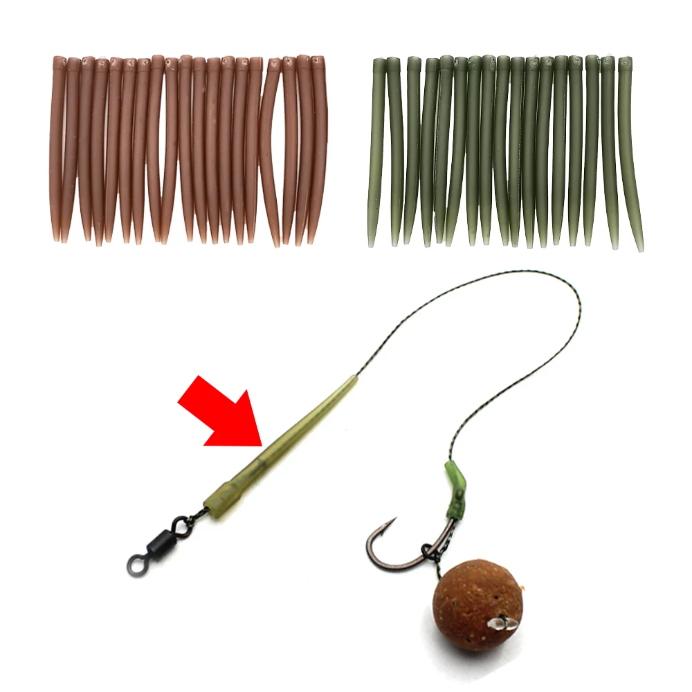 50Pcs carp fishing Anti-tangle sleeve attach fishing hook rubber tip tube Locator terminal tackle