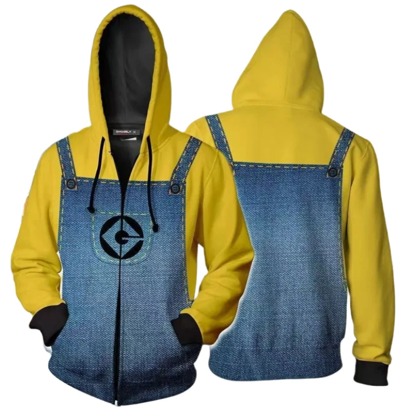 Ich – Einfach Unverbesserlich Minions Cartoon Niedlicher Digitaldruck Cosplay Kleidung Lässiges Kapuzenpullover Kreative personalisierte Jacke Geschenk