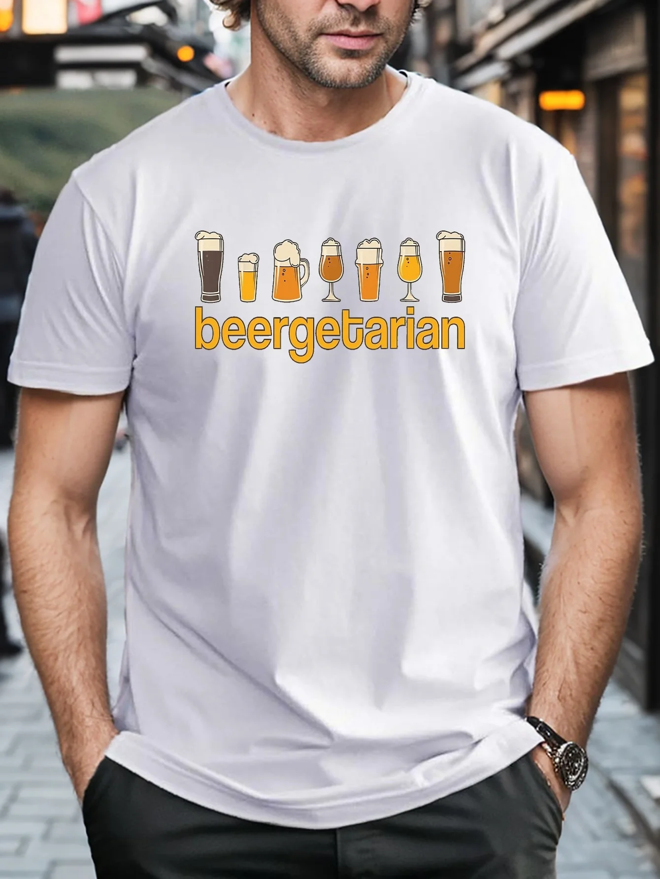 

Мужская футболка больших размеров с графическим принтом пива, летние стильные универсальные футболки с короткими рукавами для мужчин