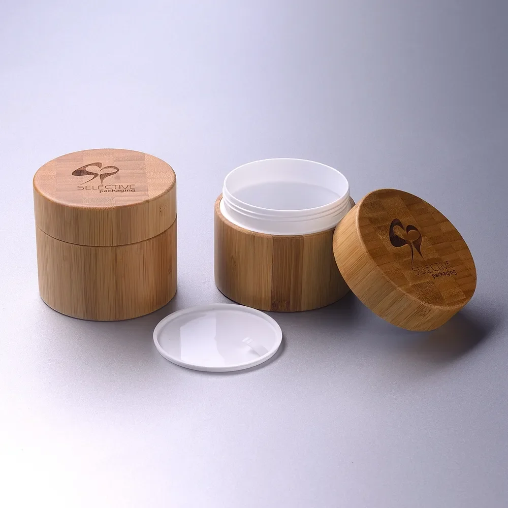 

Luxury Bamboo Cosmetic Packaging Wholesale 5g-250g Empty Cream Cans Refillable Container for Scrub Lotion Ointments Body Butters