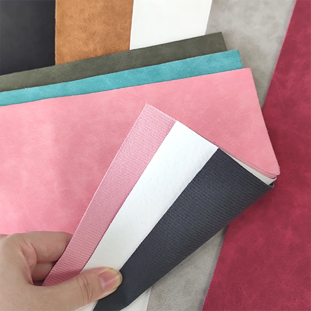 8PCS 4A Faux Suede Roll Skin PU Leather Fabric For Garment Waterproof Synthetic Leather Fabric DIY Sewing Material