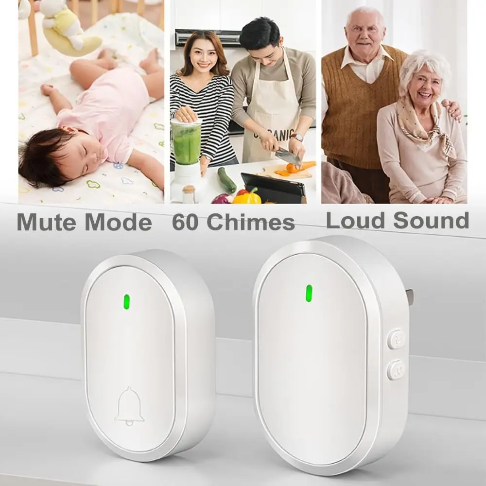 Drahtlose LED-Blitz-Türklingel, 300 m Reichweite, 4 einstellbare Lautstärken, Smart-Home-Türklingel, wasserdicht, einfache Installation, wasserdichte Türklingel