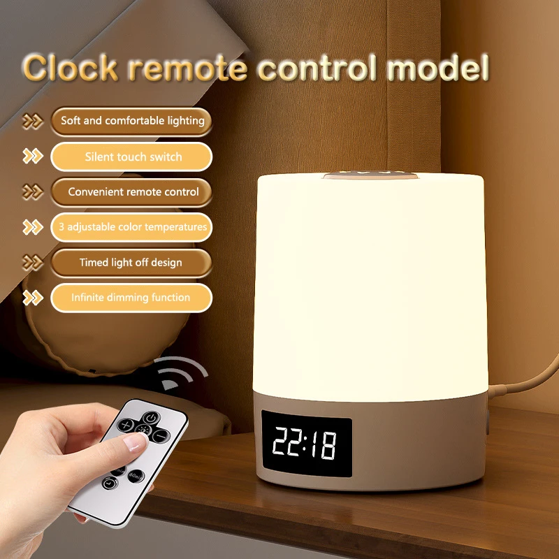 Smart Digital Clock Night Light - Remote Dimmable Bedside Lamp & Sleep Aid for Nursery, Feeding & Bedroom (K2021)