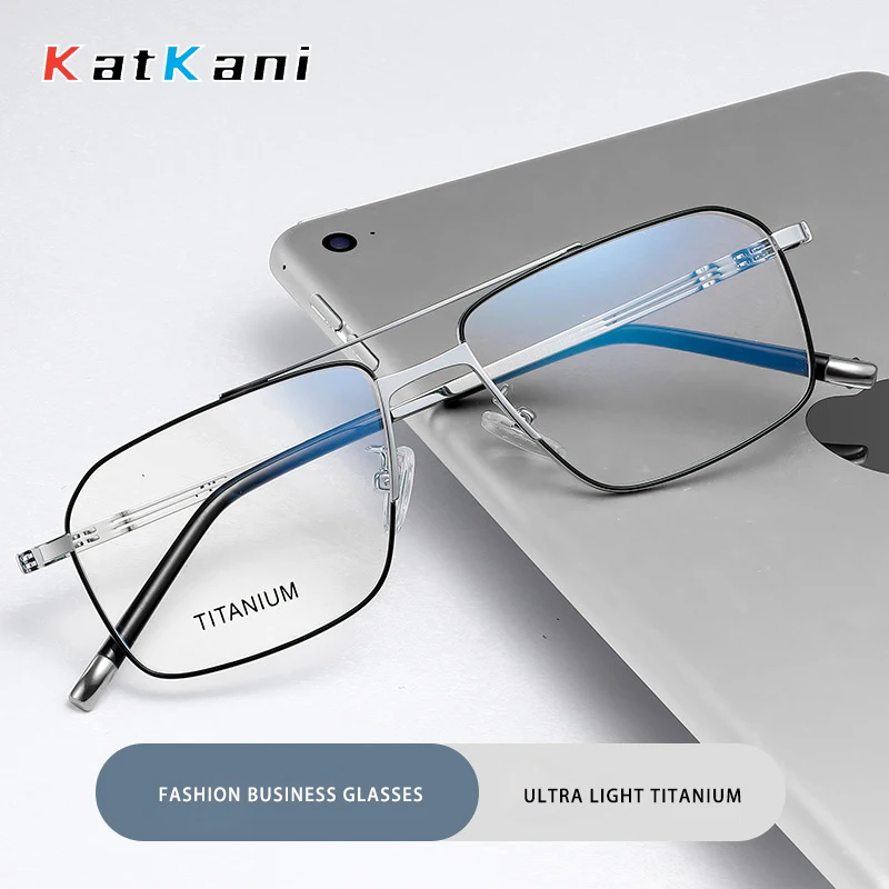 

KatKani New Retro Fashion Eyewear Polygon Ltra Light Pure Titanium Double Bridge Glasses Optical Prescription Frame Man 990069