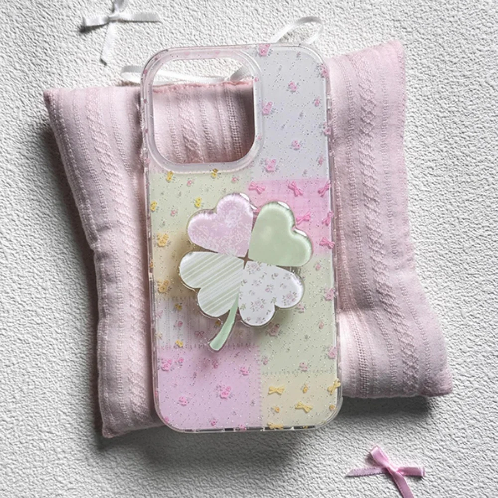 Soporte Para Teléfono Tok Griptok Con Agarre De Trébol De Dibujos Animados Coreanos Soporte Universale Para IPhone 16 Samsung