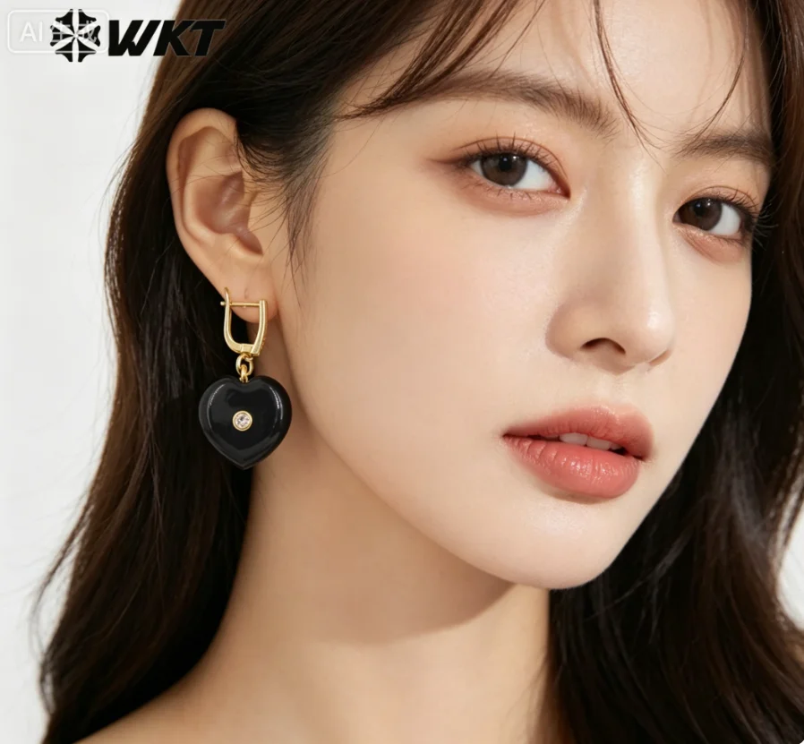 

WT-E810 High Quality Heart Shape Gemstone Cubic Zircon Earring With 18k Real Gold Plated For Girls Anniversary Gifts