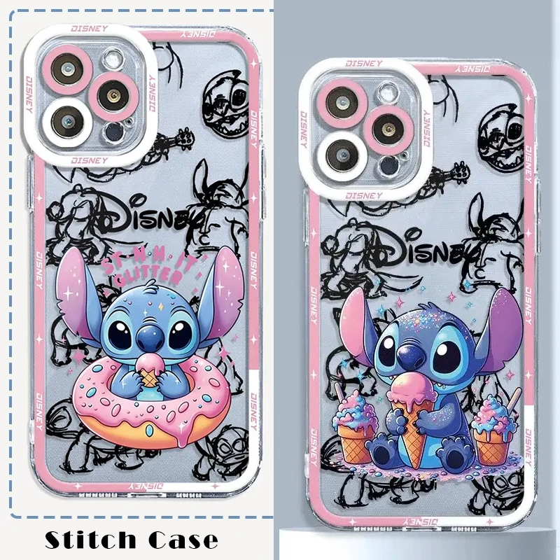 Cartoon Disney Stitch Phone Case For Xiaomi Redmi Note 13 12 11 Pro Plus 4G 5G 12S 11S 10 10S 9 9S 8 13C 12C 10C Silicone Cover