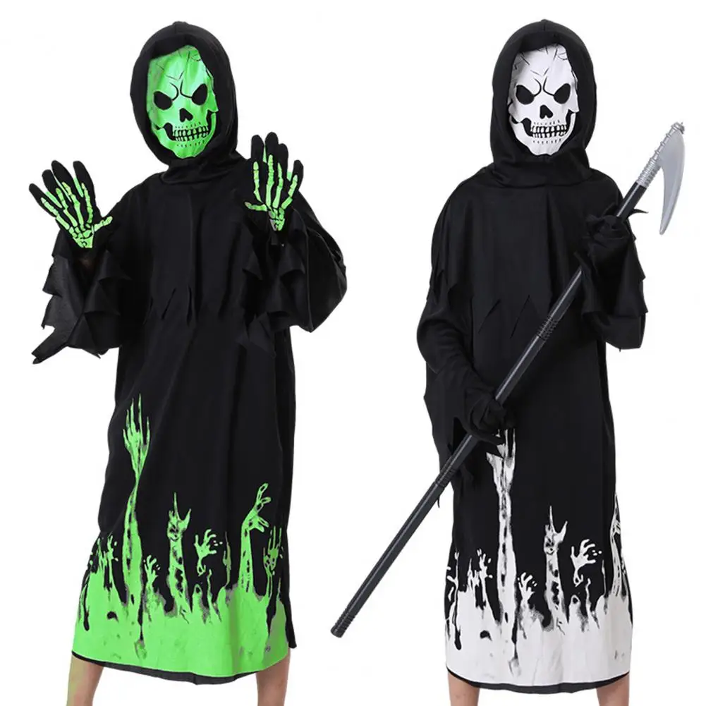 Fancy Dress Scary Cosplay For Kids Luminous Jumpsuit Mask Halloween Skeleton Performance Costume Outfit Cosplay Parties Dress-Up