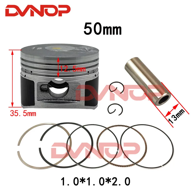 Wysokiej jakości tłumik pierścień 50mm pin 13mm dla HJ100 HJ100T-2 HJ100T-3 HJ100T-7 HJ 100 100cc części zamienne do silnika