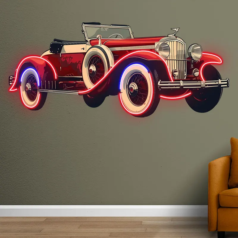 Red Cool Classic Coupe LED Neon sign, Creative Car Decorative Lights, Fashion Home & Shop Lighting, Gift For Car Enthusiasts