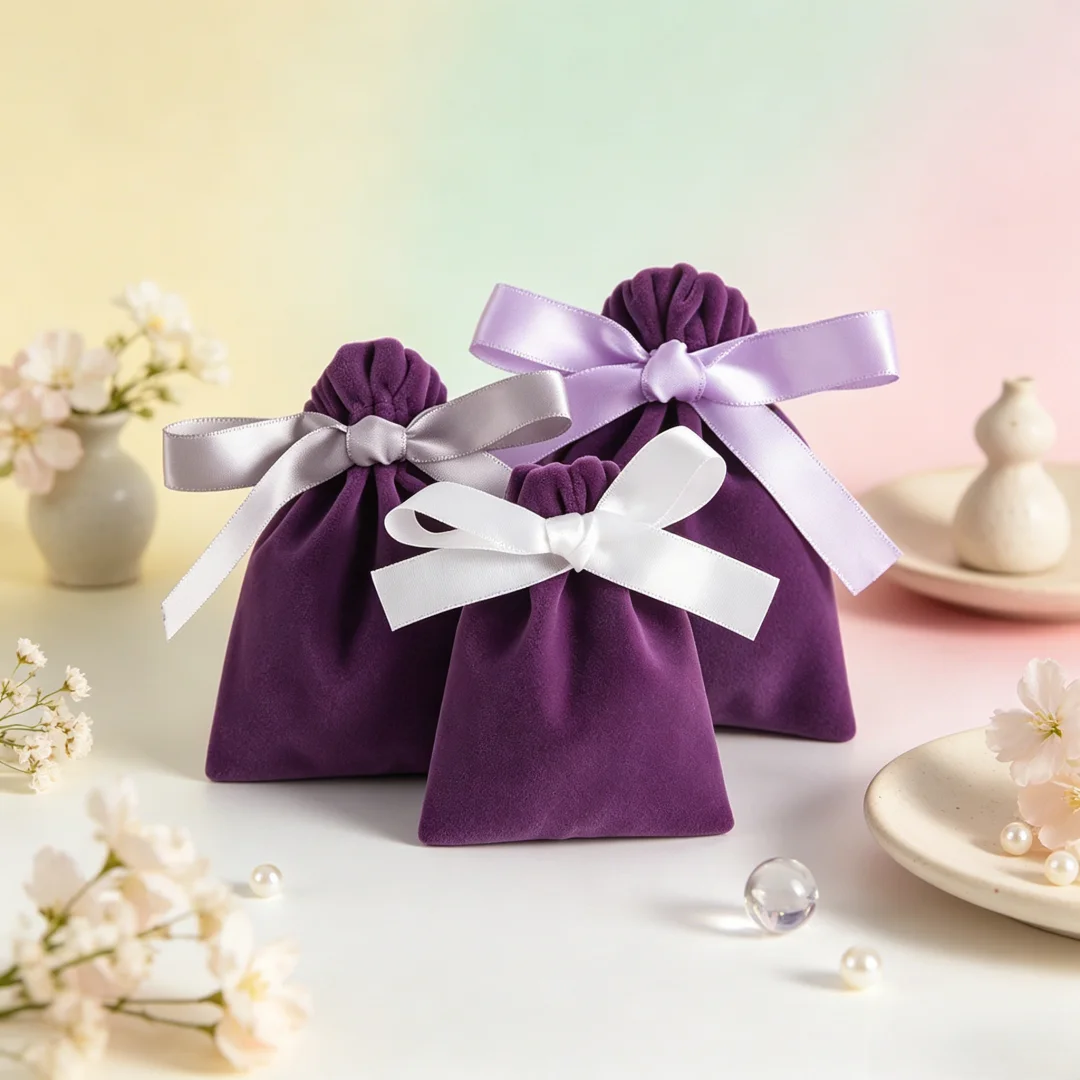 10Pcs Small Velvet Drawstring Pouches with Ribbon Multipurpose Jewelry Storage Bags for Rings Necklaces Bracelets Earrings