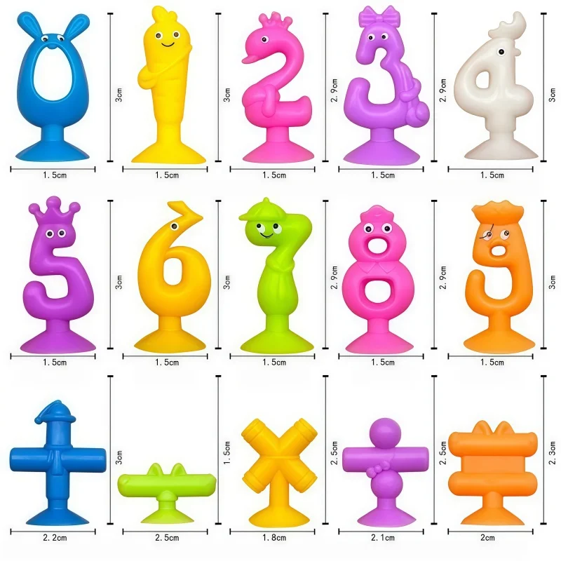 15Pcs Mini Number Suction Cup Doll Teaching Toys Silicone Household Ornaments DIY Desktop Decorations Micro Model Toy Gift