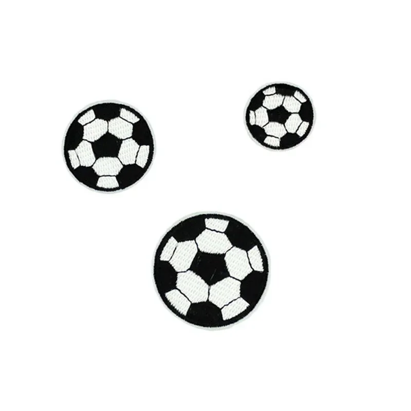 5pc S/M/L/XL Round Embrioidery Football Patches for Clothing Iron on Boy Clothes T-shirt Jeans Sticker Black Appliques Stripes