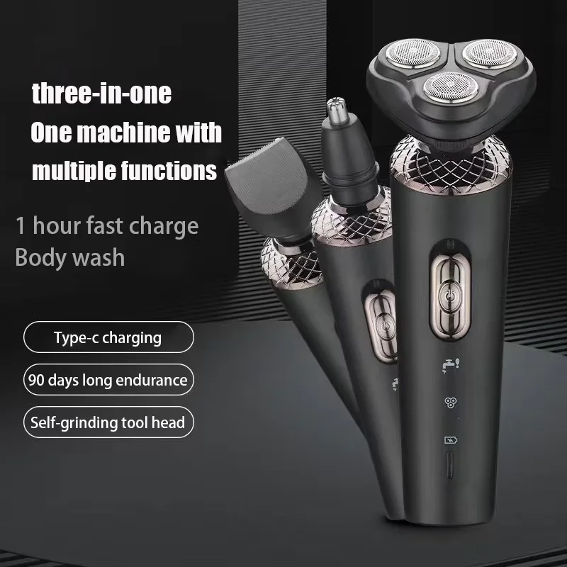 Electric Shavers for Men Waterproof Electric Trimmer Razor Wet & Dry Use Rechargeable Battery Rotary Shavers