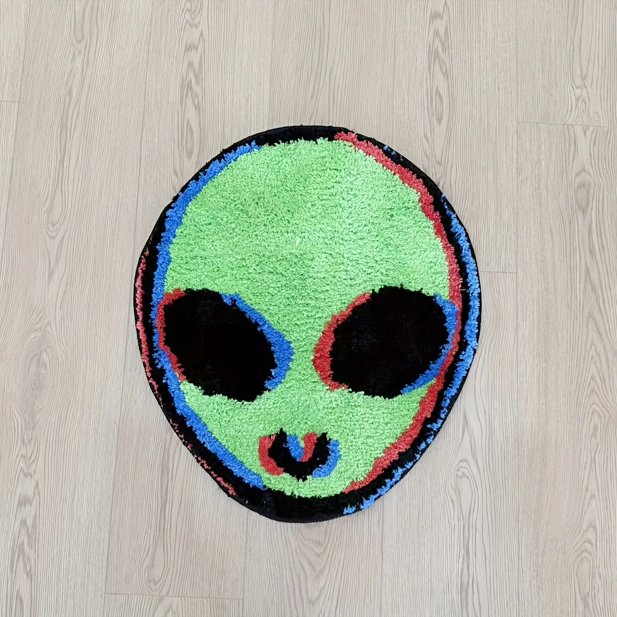 Groovy Alien Head Shaped Rug Colorful Outer Space Print Non Slip Washable Floor Mat for Gaming  Bedroom Unique Teen Room Decor
