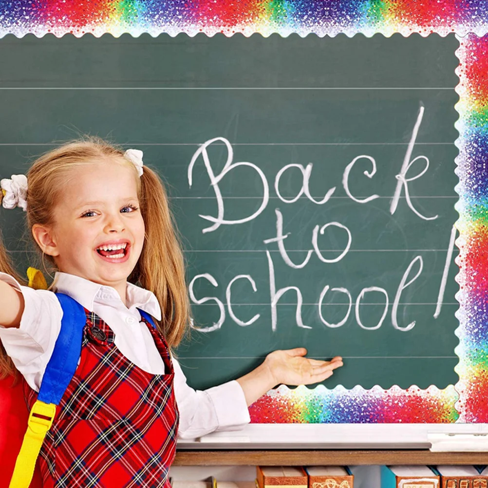 

1 Roll Wear-Resistant Border Paper Self-Stick Decorative Trim for Chalkboard Bulletin Board Classroom Door Window Party Festival