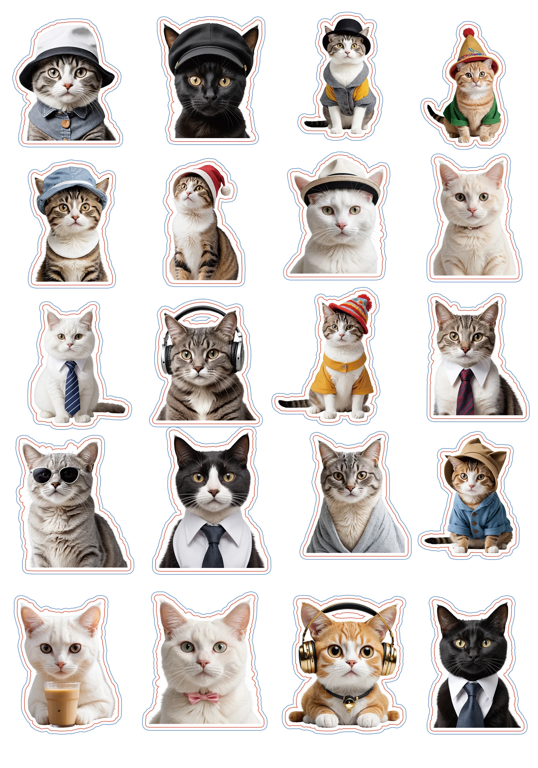 50pcs Funny Cat Stickers Cartoon Cute Decals Toy Stationery Guitar Phone Bicycle Laptop Luggage Car Graffiti Kids Sticker