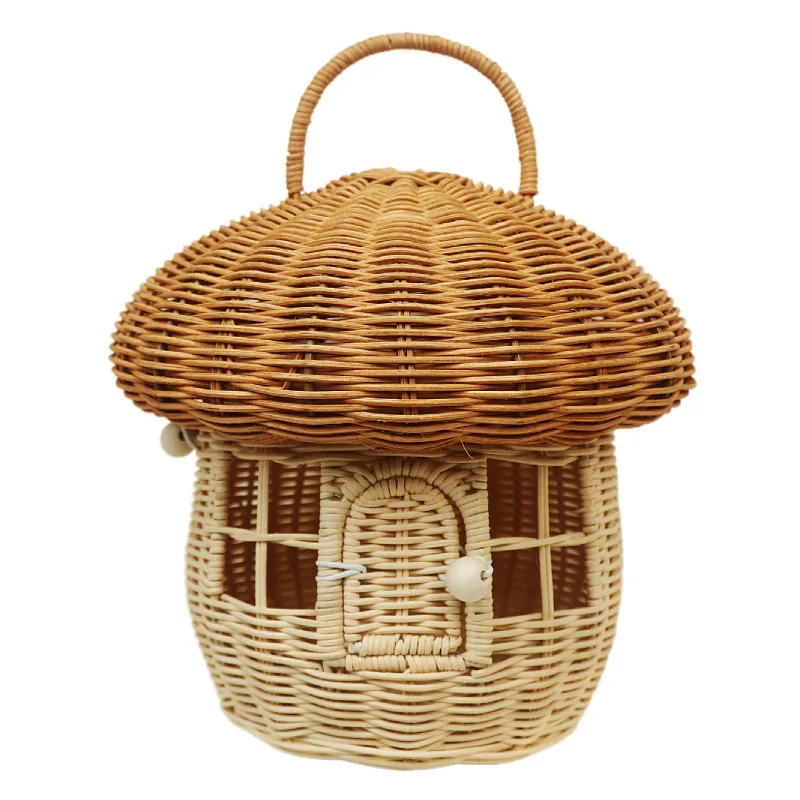 Oak fruit handbag, handmade rattan woven basket, mushroom storage box, children\'s decorative storage basket, photography props a