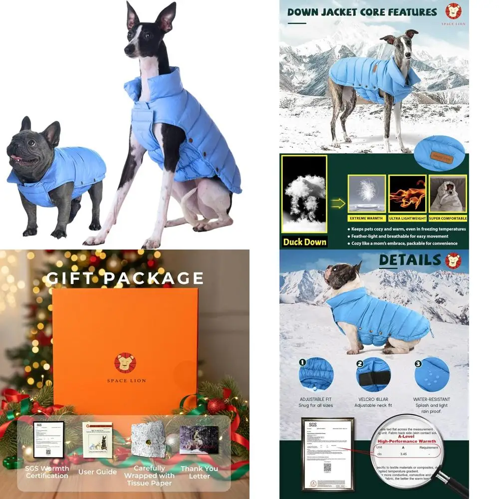 

Зимняя куртка для собак для активного отдыха, прочная и легкая, регулируемая, для средних и крупных собак, цвет Аляскинский синий, размер 16