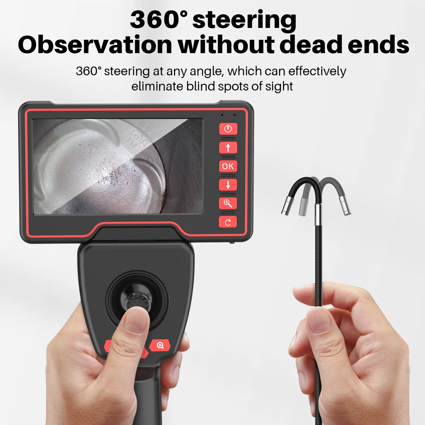 1080P 3.9 مللي متر/6 مللي متر 4-Way التوجيه المنظار الصناعي كاميرا توضيح Borescope مع شاشة 5.0 "فحص المجاري السيارات #1