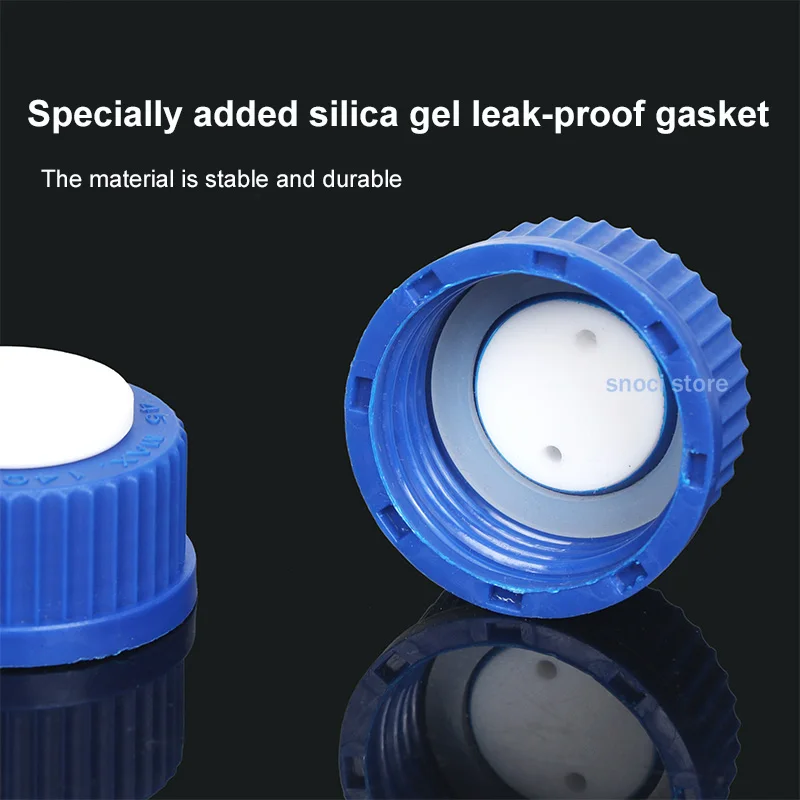 Picture 6: Liquid phase mobile phase bottle cap 1 2 3 4 hole GL45 blue lid feeding bottle cap HPLC liquid chromatography bottle lids 1piece