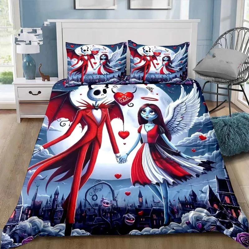 

3PCS Single-sided Printed Quilt Cover The Nightmare Before Xmas Printed Bedding Sets Comfortable Bedspreads Comforter Duvet Gift