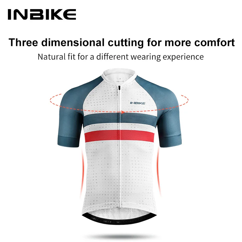 INBIKE MTB Cycling Jersey Man Summer Bicycle Tops Short Sleevd Reflective Men\'s Jersey Soft Road Bike Clothing Shirts for Riding