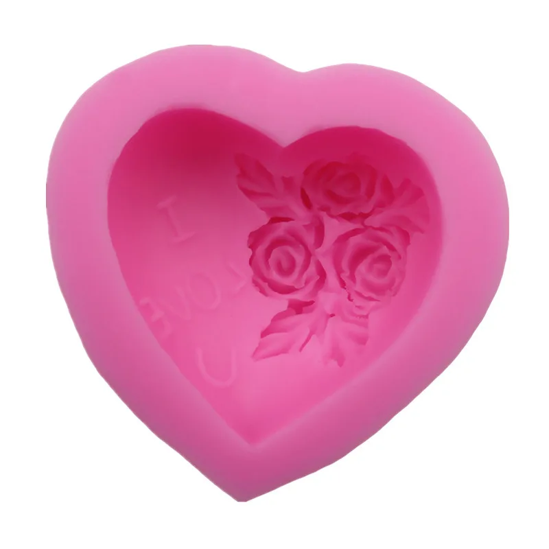 3D Love Heart Rose Flower Silicone Soap Mold Handmade Candle Making Mold Diy Chocolate Cake Decoration Baking Tools Home Gifts